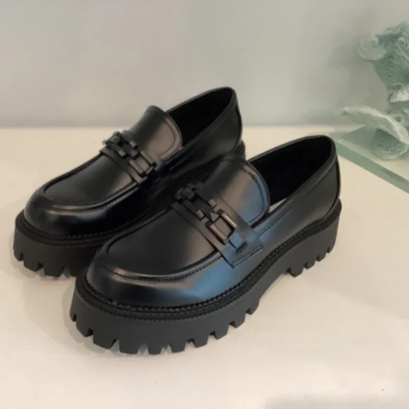 Steve Madden Women's Loafer Chunky Platform Black Leather All Sizes - Picture 8 of 12